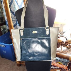 AURIELLE Stylish Blue and Gray Tote Bag
